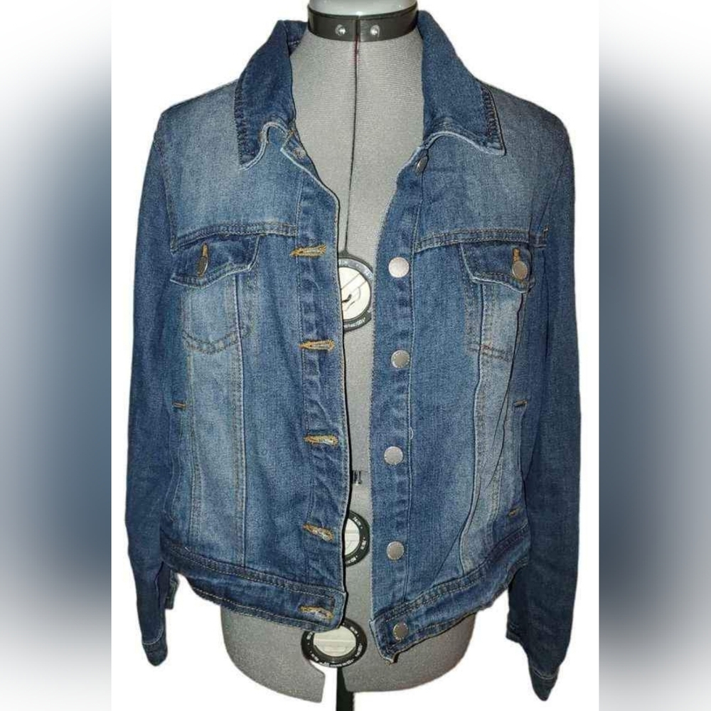 New Ci Sono Jean Denim Crop Jacket Size XL